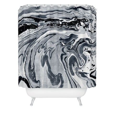 Amy Sia Marble Navy Shower Curtain