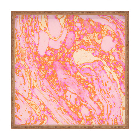 Amy Sia Marble Orange Pink Square Tray
