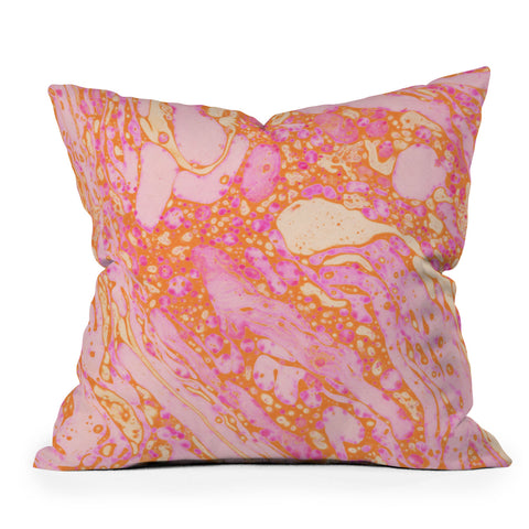 Amy Sia Marble Orange Pink Throw Pillow
