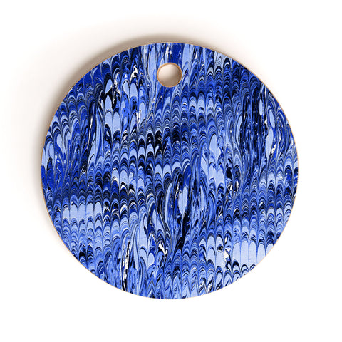 Amy Sia Marble Wave Blue Cutting Board Round