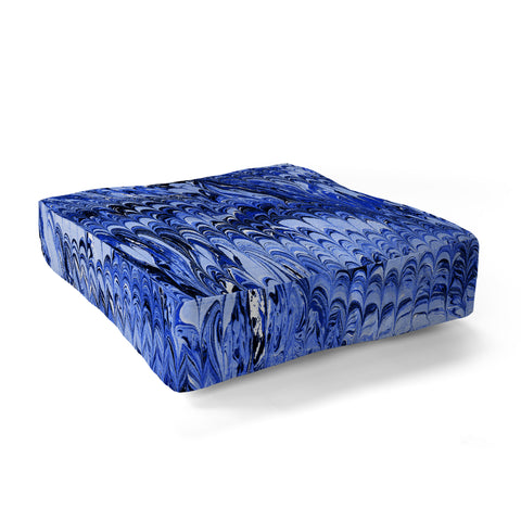 Amy Sia Marble Wave Blue Floor Pillow Square