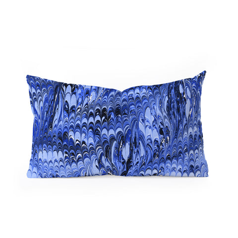 Amy Sia Marble Wave Blue Oblong Throw Pillow