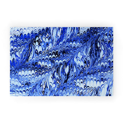 Amy Sia Marble Wave Blue Welcome Mat