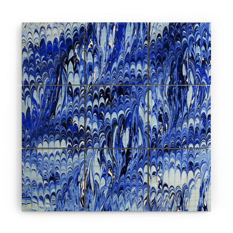Amy Sia Marble Wave Blue Wood Wall Mural