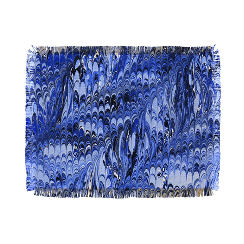 Amy Sia Marble Wave Blue Throw Blanket