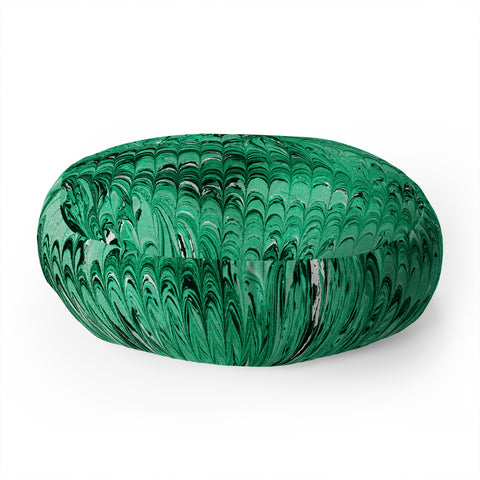 Amy Sia Marble Wave Emerald Floor Pillow Round