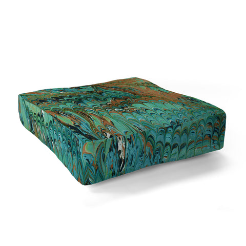 Amy Sia Marble Wave Sea Green Floor Pillow Square
