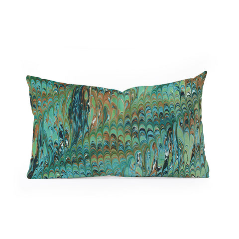 Amy Sia Marble Wave Sea Green Oblong Throw Pillow