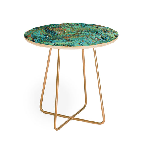 Amy Sia Marble Wave Sea Green Round Side Table