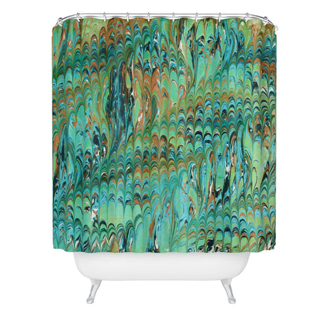 Amy Sia Marble Wave Sea Green Shower Curtain