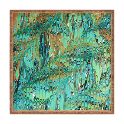 Amy Sia Marble Wave Sea Green Square Tray