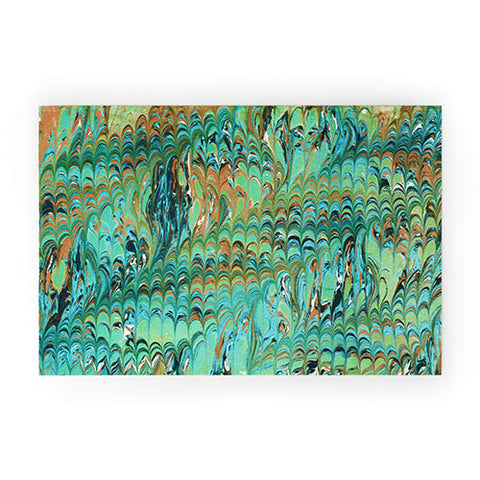 Amy Sia Marble Wave Sea Green Welcome Mat
