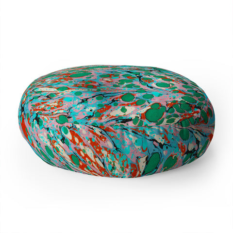 Amy Sia Marbled Illusion Green Floor Pillow Round