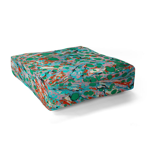 Amy Sia Marbled Illusion Green Floor Pillow Square