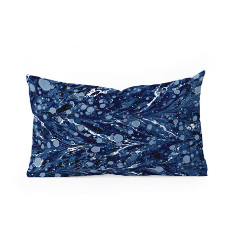 Amy Sia Marbled Illusion Navy Oblong Throw Pillow