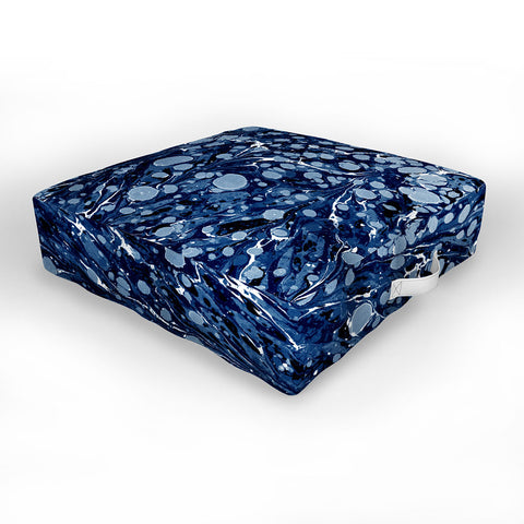 Amy Sia Marbled Illusion Navy Outdoor Floor Cushion