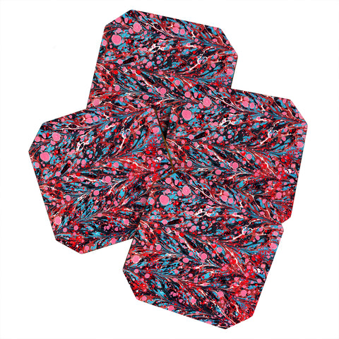 Amy Sia Marbled Illusion Red Coaster Set