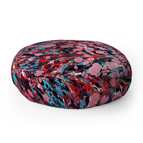 Amy Sia Marbled Illusion Red Floor Pillow Round