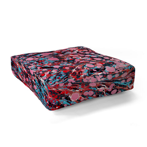 Amy Sia Marbled Illusion Red Floor Pillow Square