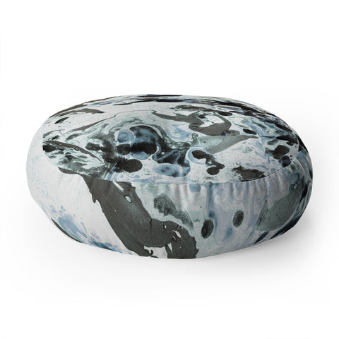 Amy Sia Marbled Terrain Ice Blue Floor Pillow Round