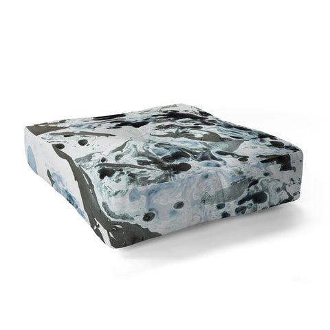 Amy Sia Marbled Terrain Ice Blue Floor Pillow Square