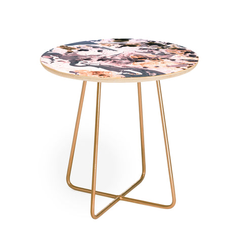 Amy Sia Marbled Terrain Rose Pink Round Side Table