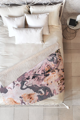 Amy Sia Marbled Terrain Rose Pink Fleece Throw Blanket