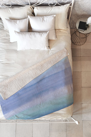 Amy Sia Ombre Watercolor Blue Fleece Throw Blanket