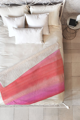 Amy Sia Ombre Watercolor Pink Fleece Throw Blanket