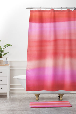 Amy Sia Ombre Watercolor Pink Shower Curtain And Mat