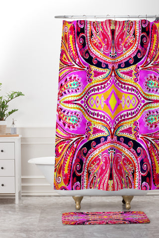 Amy Sia Paisley Hot Pink Shower Curtain And Mat