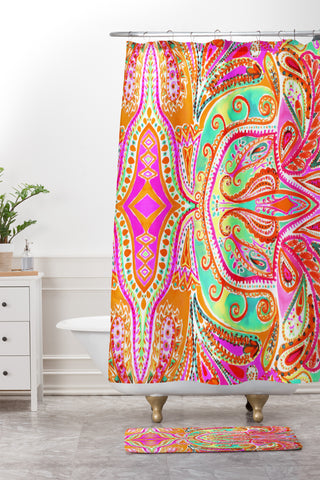 Amy Sia Paisley Pink Shower Curtain And Mat