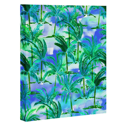 Amy Sia Palm Tree Blue Green Art Canvas