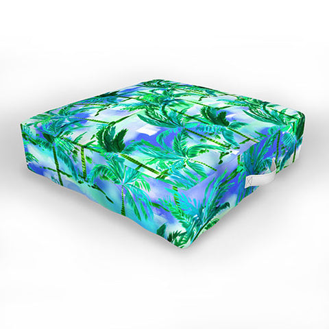 Amy Sia Palm Tree Blue Green Outdoor Floor Cushion