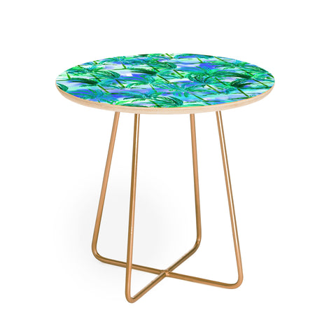 Amy Sia Palm Tree Blue Green Round Side Table
