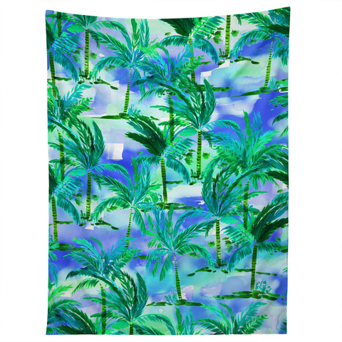 Amy Sia Palm Tree Blue Green Tapestry