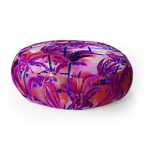 Amy Sia Palm Tree Purple Floor Pillow Round