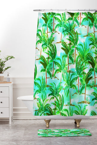 Amy Sia Palm Tree Shower Curtain And Mat