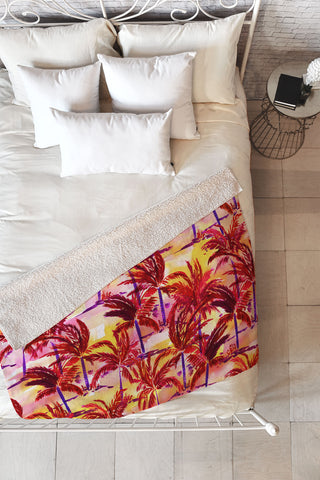 Amy Sia Palm Tree Sunset Fleece Throw Blanket