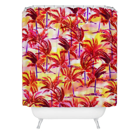 Amy Sia Palm Tree Sunset Shower Curtain