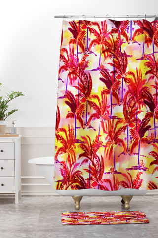 Amy Sia Palm Tree Sunset Shower Curtain And Mat
