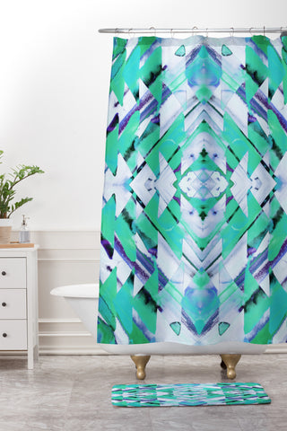 Amy Sia Paros Green Shower Curtain And Mat