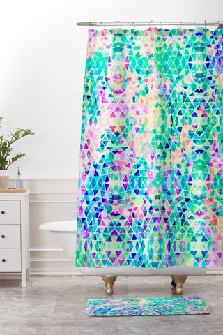 Amy Sia Pastel Triangle Shower Curtain And Mat