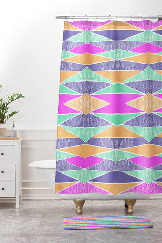 Amy Sia Pastel Tribal Shower Curtain And Mat