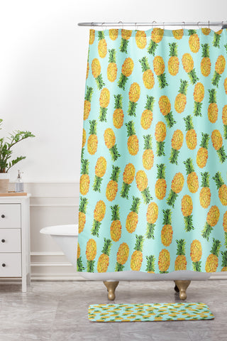 Amy Sia Pineapple Fruit Shower Curtain And Mat