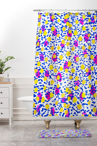 Amy Sia Polka Dot Blue Shower Curtain And Mat