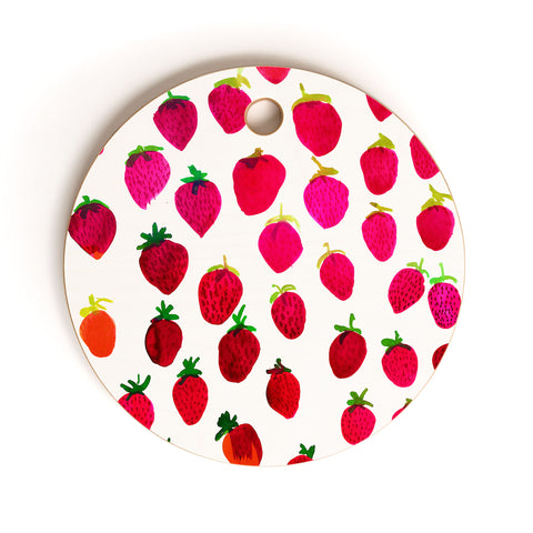 Amy Sia Strawberry Fruit Cutting Board Round