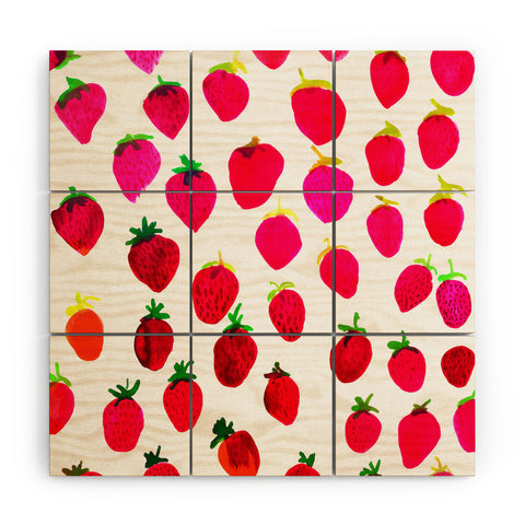 Amy Sia Strawberry Fruit Wood Wall Mural
