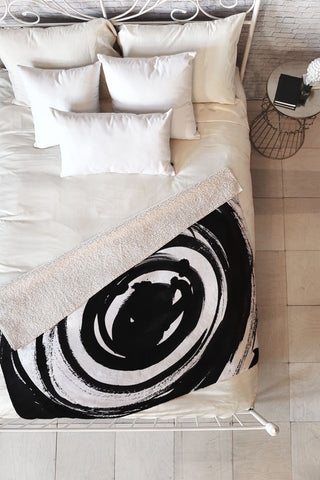 Amy Sia Swirl Black Fleece Throw Blanket