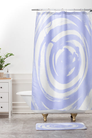 Amy Sia Swirl Pale Blue Shower Curtain And Mat